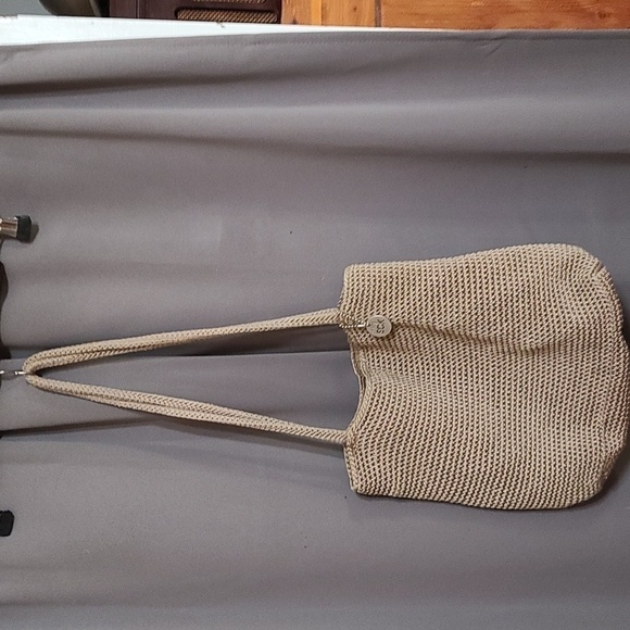 The Sak Womens Sholder Bag Purse TAN 3 Compartments EUC - Picture 3 of 11